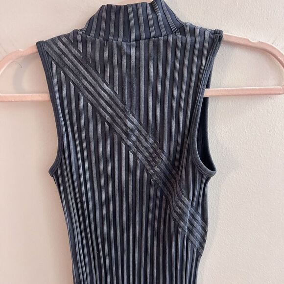 Forever 21 Gray Blue Mock Neck Bodycon Maxi Dress Small Ribbed Sexy Pencil - Picture 2 of 7